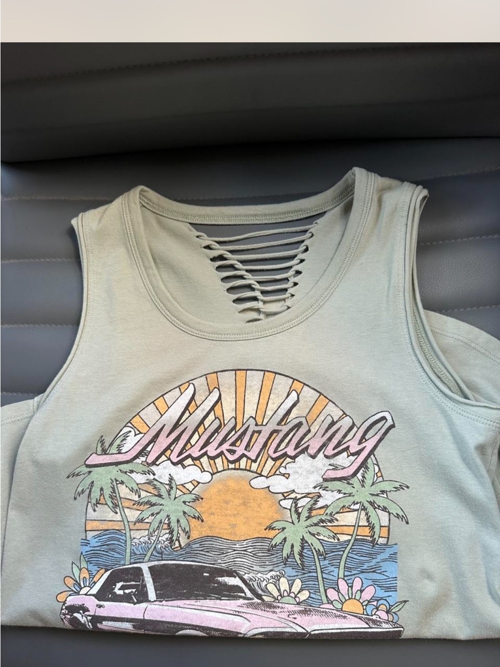 Ford Sage Green Mustang Graphic Tank with Ladder Cutout